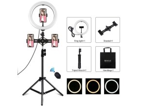 Stativový držák Puluz s 26cm LED kroužkem Vlogging 1,1m PKT3070B