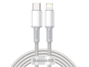 USB-C na Lightning Baseus High Density Braided Cable, 20W, PD, 2m (bílý)
