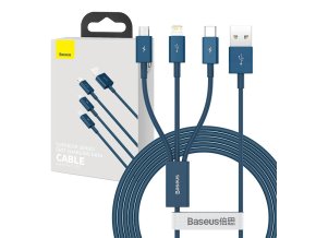 Kabel USB 3v1 Baseus Superior Series, USB na micro USB / USB-C / Lightning, 3,5 A, 1,5 m (modrý)