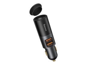 Baseus Share Together Rychlonabíječka do auta s rozšiřujícím portem pro zapalovač, 2x USB, 120 W (šedá)