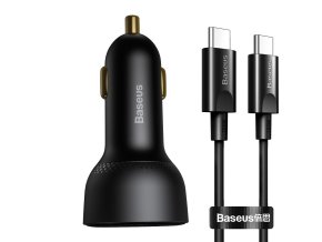 Nabíječka do auta Baseus Superme, USB, USB-C, 100W + kabel USB-C (černá)