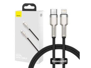 Kabel USB-C pro Lightning Baseus Cafule, PD, 20W, 0,25m (černý)