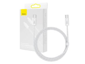 Kabel USB-C na USB-C Baseus, 100 W, 1 m (bílý)