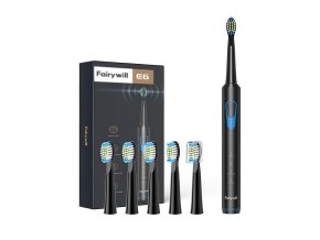 Sonický zubní kartáček se sadou hlavic FairyWill FW-E6 (černý)