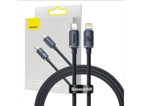 Baseus Crystal kabel USB-C na Lightning, 20W, PD, 1,2 m (černý)