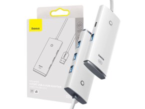 Rozbočovač řady Baseus Lite 4v1 USB na 4x USB 3.0, 25 cm (bílý)