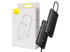 Rozbočovač 6w1 Baseus Lite Series USB-C na 2x USB 3.0 + USB-C PD + HDMI + SD/TF (černý)