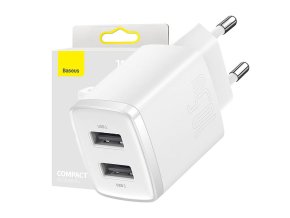 Kompaktní rychlonabíječka Baseus, 2x USB, 10,5 W (bílá)