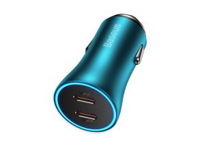 Nabíječka do auta Baseus Golden Contactor Pro, 2x USB-C, 40 W (modrá)