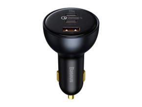 Nabíječka do auta Baseus Qualcomm, USB, 2x USB-C, 160 W (šedá)