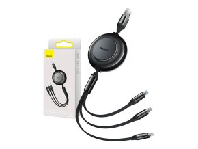 Baseus Bright Mirror 2, kabel USB 3 v 1 pro micro USB / USB-C / Lightning 3,5A 1,1 m (černý)