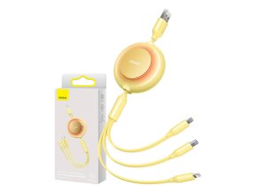 Baseus Bright Mirror 2, USB kabel 3 v 1 pro micro USB / USB-C / Lightning 3,5A 1,1 m (žlutý)