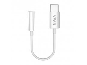 Kabel Vipfan L08 USB-C na mini jack 3,5 mm AUX, 10 cm (bílý)