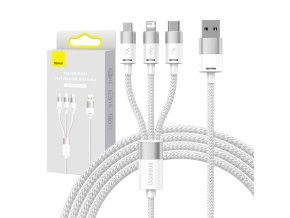 Kabel USB 3 v 1 Baseus StarSpeed (bílý)