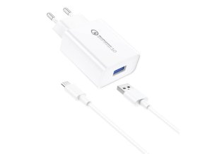 Nástěnná nabíječka Foneng EU13 + kabel USB na Micro USB, 3A (bílá)