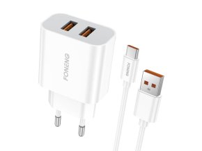 Rychlonabíječka Foneng 2x USB EU45 + kabel USB typu C