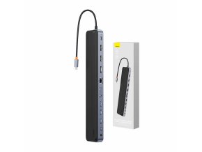Rozbočovač 12w1 Baseus EliteJoy Gen2 series USB-C do 2xHDMI+ 3xUSB 3.0+ PD+ DP+ SD/TF+ RJ45+Type-C+ 3,5mm (tmavě šedý)