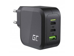 Nabíječka Green Cell GC PowerGaN 65W (2x USB-C Power Delivery, 1x USB-A kompatibilní s Quick Charge 3.0)