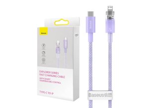 Rychlonabíjecí kabel Baseus USB-C na Lightning Explorer Series 1m, 20W (fialový)