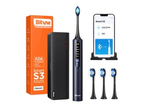 Sonic toothbrush with app, tips set, travel case and toothbrush holder S3 (navy blue)