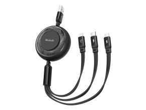 Kabel 3v1 z USB na USB-C / Lightning / Micro USB, Mcdodo CA-3570, 1,2 m (černý)
