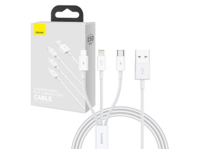 Rychlé nabíjení USB na M+L+C Baseus Superior Data 3,5A 1m (bílý)