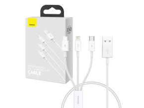 Rychlé nabíjení USB na M+L+C Baseus Superior Data 3,5 A 0,5 m (bílý)
