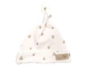 BABY 01102 Dětská čepička Šmoulinka Srdíčka ecru 7-12m