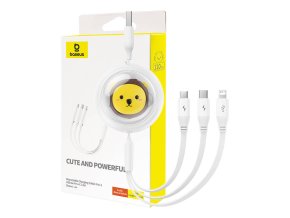 Nabíjecí kabel 3w1 Baseus USB na USB-C, USB-M, Lightning 3,5A, 1,1 m (bílý)