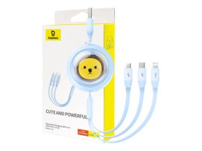 Nabíjecí kabel 3w1 Baseus USB na USB-C, USB-M, Lightning 3,5A, 1,1 m (modrý)