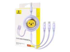 Nabíjecí kabel 3w1 Baseus USB na USB-C, USB-M, Lightning 3,5A, 1,1 m (fialový)