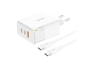 Nabíječek Foneng GAN65 USB-A, 2x USB-C GAN65, 2.4A, 65W (bílý)