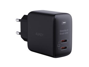 Nástěnná nabíječka Aukey PA-B4T, 2xUSB-C, 45W (černá)