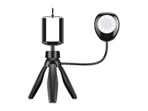 Phone holder/tripod APEXEL APL-JJ21FL with LED light (black)