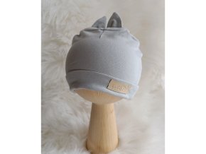 BABY 01575 Dětská čepice s ušima jersey Grey 0-3m