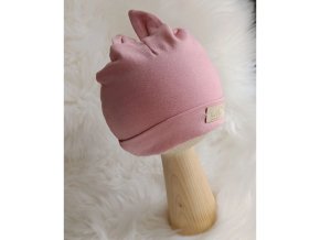 BABY 01578 Dětská čepice s ušima jersey Rose 0-3m