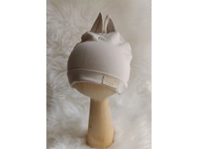 BABY 01581 Dětská čepice s ušima jersey Béžová 0-3m