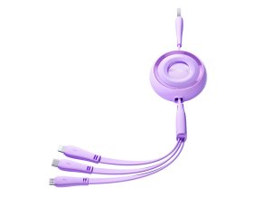 3v1 Joyroom Barevný kabel USB na USB-C/Lightning/Micro USB 3,5 A, 1 m (fialový)