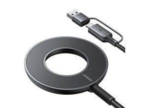 Magnetická nabíječka Joyroom JR-WQM03, USB + USB-C, 1,2 m (černá)