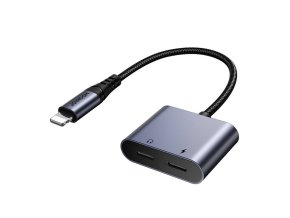 Audio adaptér 2 v 1 Joyroom SY-L02 Lightning na dvojitý Lightning (černý)