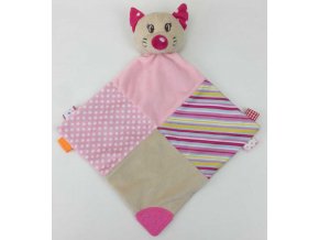 BABY MIX STK-18984 plyšová hračka s kousátkem kočička růžová (šustivá) 37192