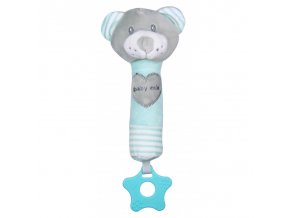 BABY MIX STK-19392 MB Plyšové chrastítko s pískátkem Medvídek máta 40851