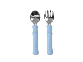 Mombella 01516 Metalowe Sztućce dla dzieci Panda Light Blue