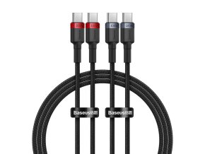 Cable Baseus Cafule USB-C to USB-C 100W,1m, 2psc (Red Black, Grey Black)