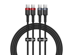 Cable Baseus Cafule USB-C to USB-C 100W,2m, 2psc (Red Black, Grey Black)