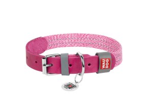 Classic Dog collar with QR code Waudog size L pink