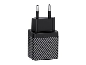 Wall charger INVZI GaN 2x USB-C, 45W, EU (black)