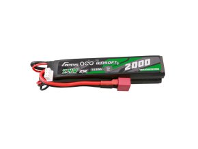 Gens Ace 25C 2000mAh 2S2P 7.4V Saddle Airsoft Gun Lipo Battery with Mini Deans(T) Plug