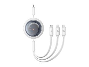 Fast Charging Cable 3in1 Baseus Free2Draw USB-C to USB-C/Lightning/Micro 100W, 1,1m (white)