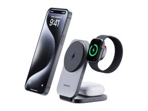 Magnetic Wireless Charger 3 in 1 MagFusion Aukey LC-MC312, 15W Qi2 (gray)